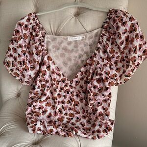 Lush Pink and Brown Floral Blouse